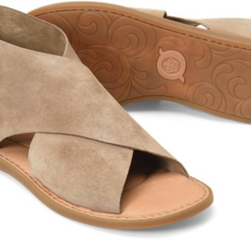 Born Iwa sandals in taupe suede